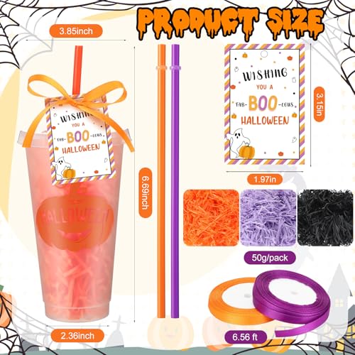 Funny Halloween Plastic Tumblers with Lids & Straws - 12 Pack - Mimorou