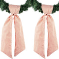 Orange White Stripe Wreath Sash Set - Fall Halloween Thanksgiving Decor, 5.12" x 54.33" - Variation: Orange White