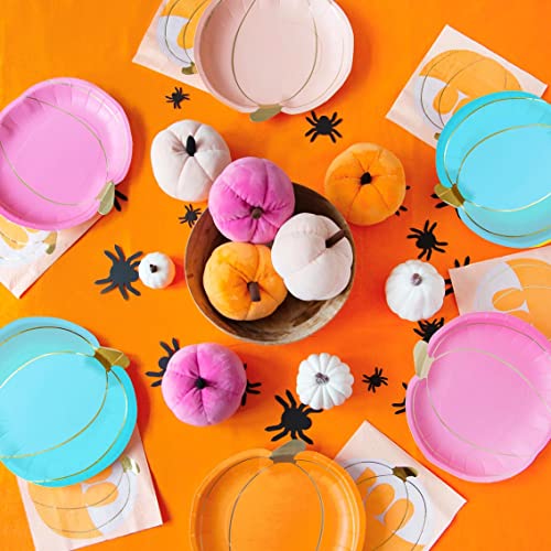 Pumpkin-Shaped Paper Plates Set for Halloween & Fall Parties, 8-Pack, 9x8 Inches