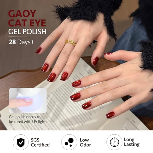 GAOY Glassy Cat Eye Gel Nail Polish Set 6 Colors - Butterfly Garden Variation