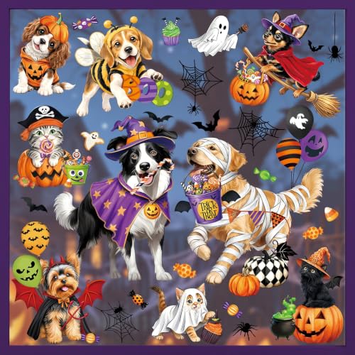 Halloween Dog Cat Window Clings Reusable Decorations for Glass Windows