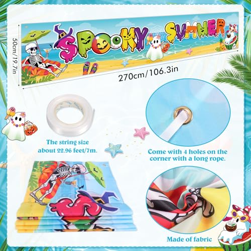 Summer Halloween Banner Tropical Beach Yard Decor for Parties