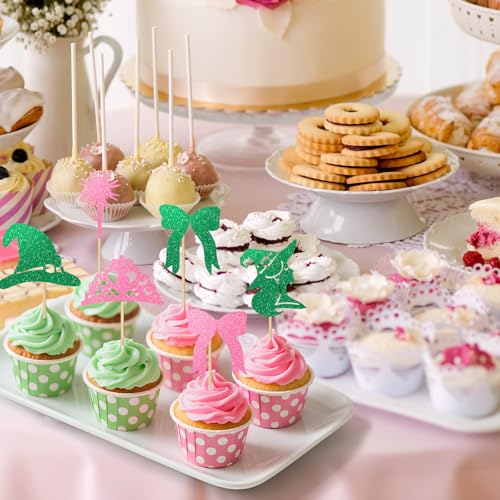 24PCS Witch Themed Cake Cupcake Toppers Decorations for Halloween & Birthday Parties