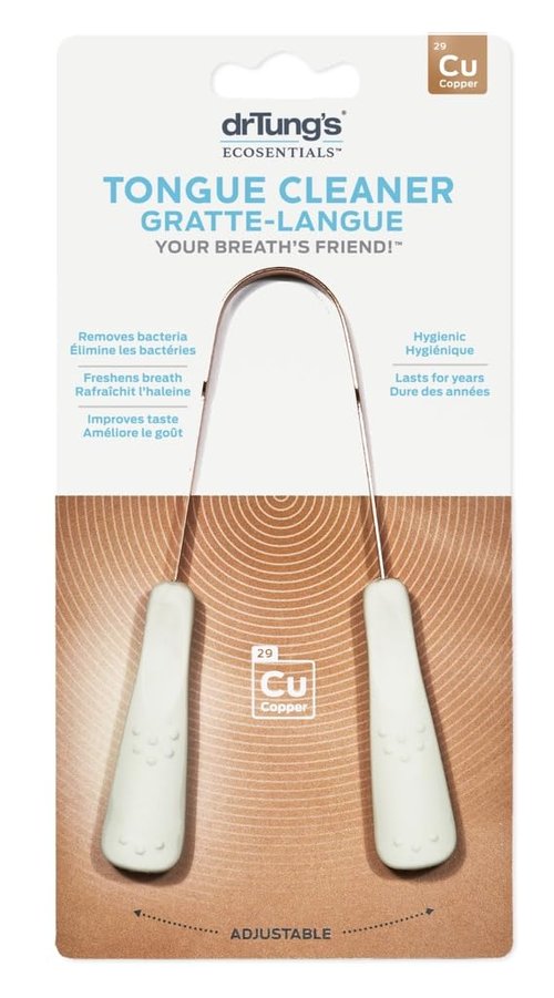 DrTung’s Copper Tongue Scraper - Effective Tongue Cleaner for Fresh Breath | Comfortable Grip & Travel Case