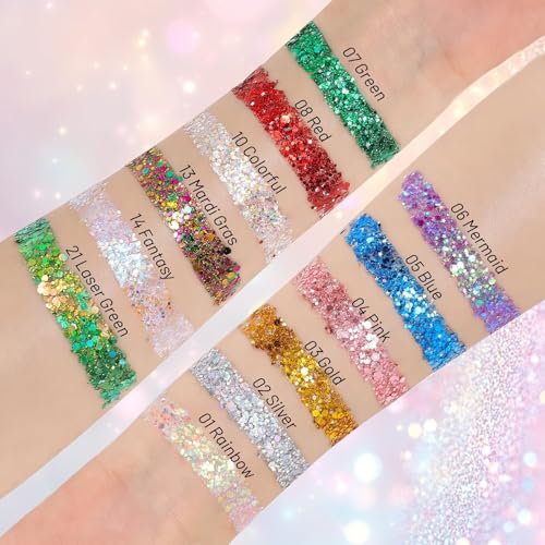 Green Body Glitter Stick for Face Hair & Body Sparkle - Festive Makeup
