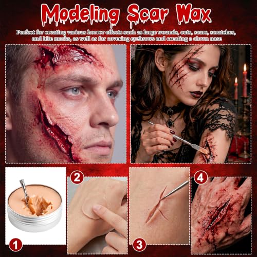 SFX Makeup Kit with Scar Wax Fake Blood & Tools - Pack 1