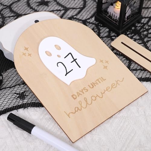Halloween Countdown Wooden Sign - Reusable Spooky 3D Decor for Indoor Halloween Parties