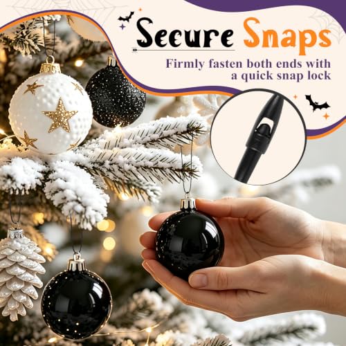 Black Halloween Ornament String Hangers with Snap Fasteners - 200 Pcs