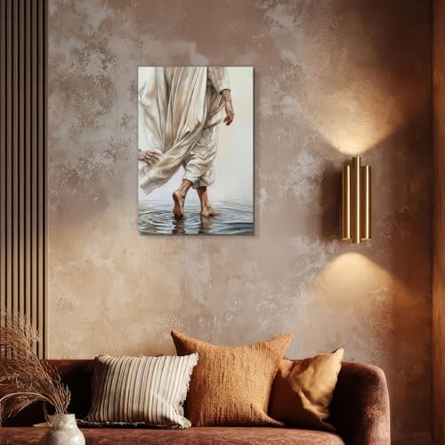 Jesus Walking Canvas Wall Art - 24"L x 16"W 3D Religious Christian Decor