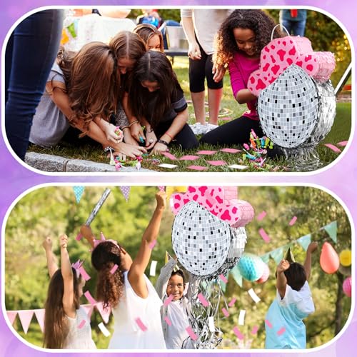 Disco Ball Piñata Party Supplies with Hat Blindfold and Bat for Celebrations