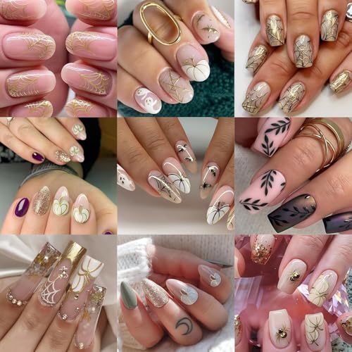 Halloween Nail Stickers Set - Style07 3D Self-Adhesive Pumpkin Ghost Maple Leaf for DIY Nails
