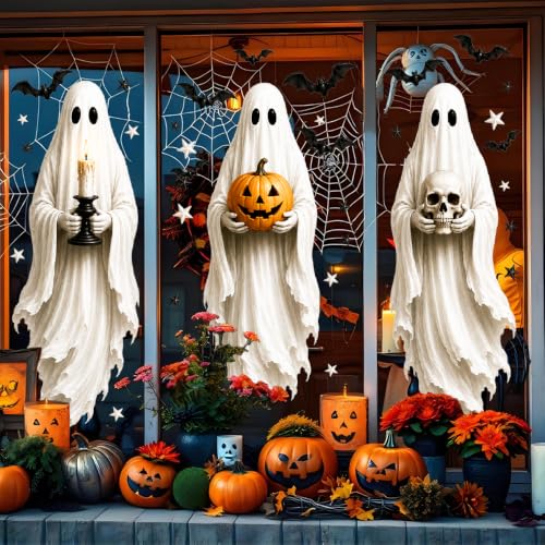 Halloween Ghost Window Clings Decor - Large Static Decals for Windows & Doors