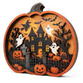 Halloween Pumpkin Sign - Rustic 3D Wooden Fall Decor for Tabletop & Shelf