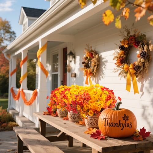 Fall Mix Artificial Outdoor Fall Flowers - UV-Resistant Autumn Porch Decor 16 PCS