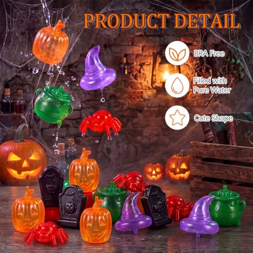 Halloween Reusable Ice Cubes Set - Pumpkin, Spider, Wizard Hat, Tombstone Shapes - 100 Pcs