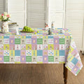 Easter Tablecloth 60x84 Inch Rectangular Plaid Bunny Rabbits Pink Yellow Blue