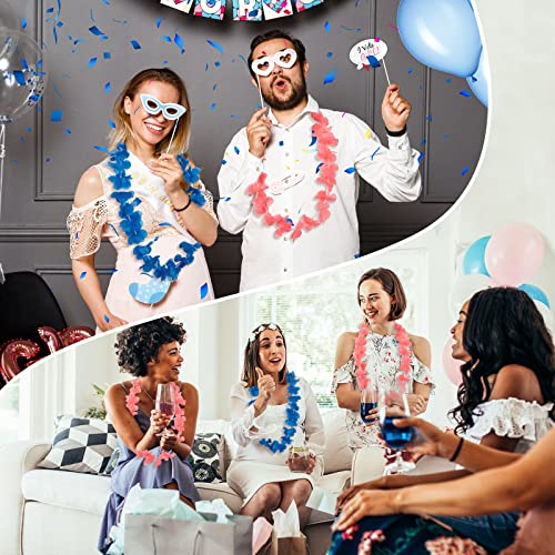 60 Pcs Pink Blue Flower Leis for Gender Reveal & Party Decor