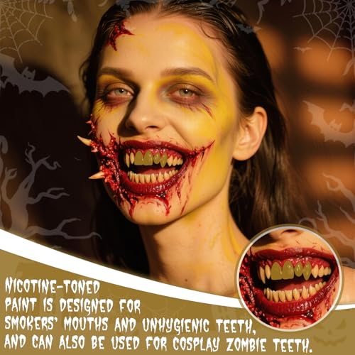 YBUETE Halloween Nicotine Tooth Paint for SFX Makeup - Yellow