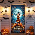 Halloween Door Cover Pumpkin 80x36 Inch Scary Front Door Banner Polyester Fabric