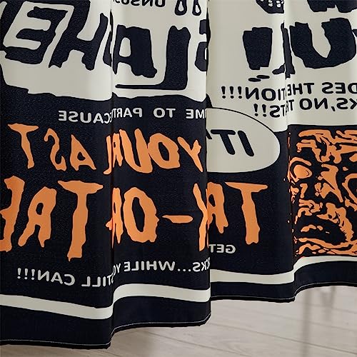 Halloween Shower Curtain Set 72x72 Inches Black and Orange Gothic Spooky Bathroom Decor