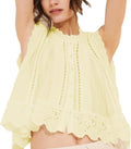 Skiennix Women’s Boho Lace Trim Tank Top - Flowy Sleeveless Babydoll Crop for Beach Vacations