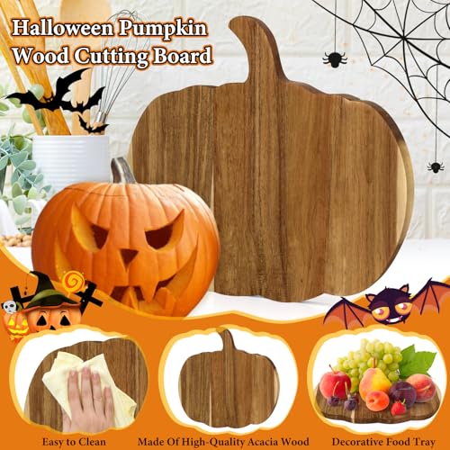 Halloween Pumpkin Wood Cutting Board - Rustic Kitchen Decor & Charcuterie Board