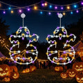 Halloween Ghost Window Lights Set - Orange, White & Purple Lights with Timer & Suction Cups - Spooky Decor for Home & Party