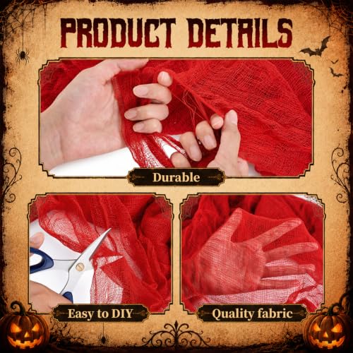 410 x 80 Inch Halloween Creepy Cloth - Red Spooky Gauze for Yard & Outdoor Decor