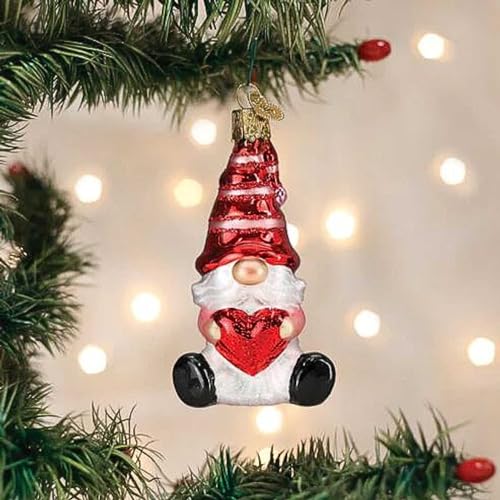 Valentine Gnome Glass Ornament - Handcrafted Holiday Decoration for Christmas Tree