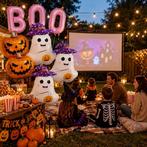 Halloween Foil Balloon Set with Boo Ghost Pumpkins - 9 Pack Party Decorations