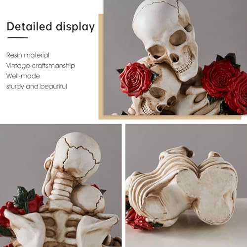 Gothic Skeleton Couple Figurines for Halloween Home Decor - Spooky Dark Romantic Statue Set
