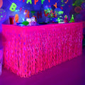 Glow in The Dark Neon Party Table Skirts - 2 Pack Large Wavy Fringe Decorations