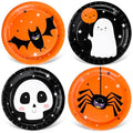 Halloween Paper Plates 9 Inch Pack of 24 - Spooky Bat Ghost Skull Design for Parties