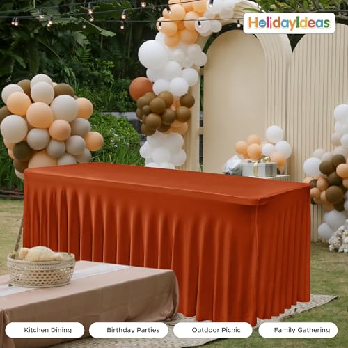Rust 2 Pack Spandex Table Skirts for 8ft Rectangle Tables - Autumn Event