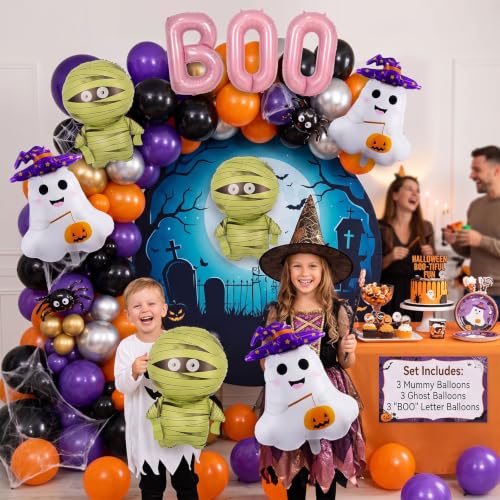 Halloween Party Decorations Balloons Set - Pink Letters Mummy Ghost - Balloon-1