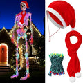 Giant 12ft Skeleton Christmas Outfit Set with Lights and Accessories for Holiday Decor