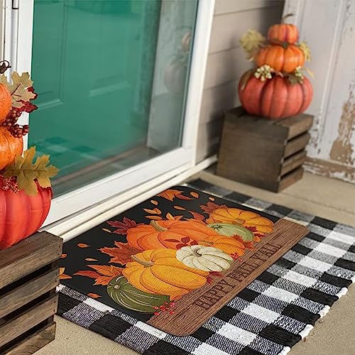 Autumn Welcome Door Mat - Fall Pumpkin Design, 30x17 Inch, Non Slip, Indoor Outdoor