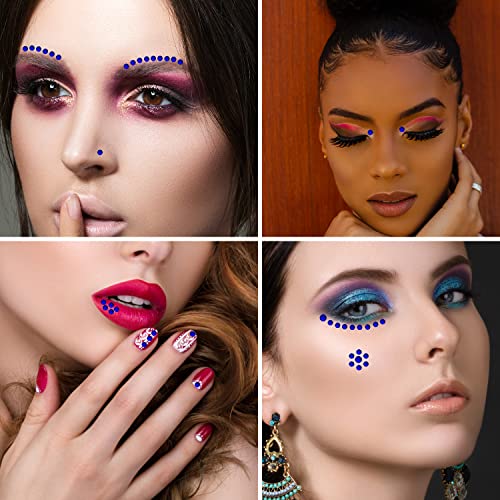 Blue Face Gems Rhinestone Stickers 5 Sheets for Makeup & Parties