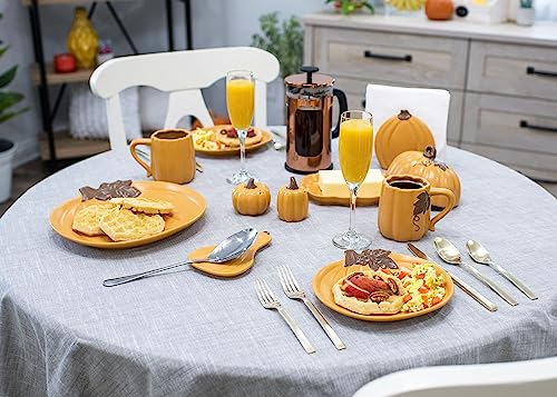 Pumpkin Shaped Ceramic Butter Dish with Lid - Fall & Thanksgiving Decor - Orange - 8x6 Inches