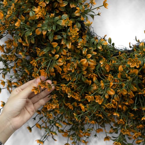 26 Inch Fall Boxwood Wreath for Front Door - Orange, Full Seasonal Home Decor