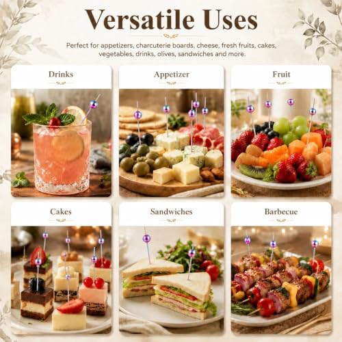 Mixed Ombre Cocktail Picks 200PCS - Elegant Bamboo Skewers for Appetizers