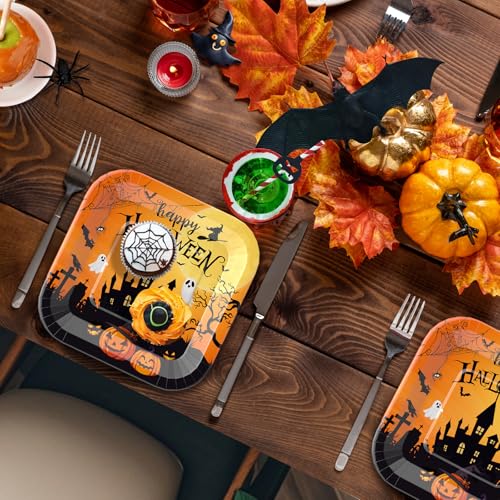 Halloween Paper Plates and Napkins Set - 25 Count Spooky Party Supplies