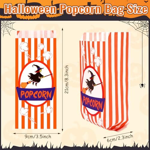 Halloween Popcorn Bags 100Pcs Fold Top Paper Pouches - Witch Themed