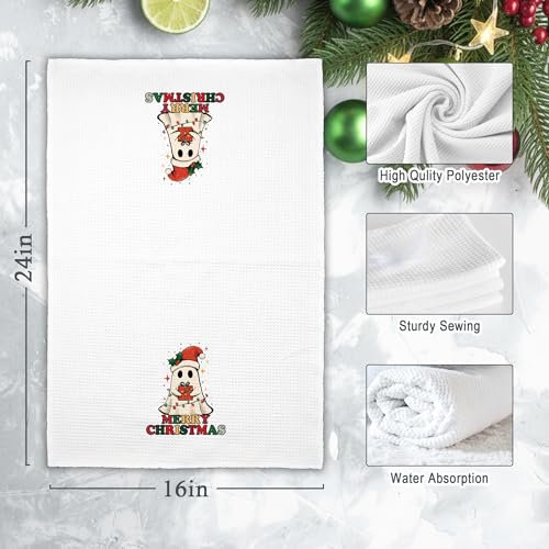 Christmas Ghost Kitchen Towels - Cute Holiday Hand Dish Towel for Bathroom & Decor