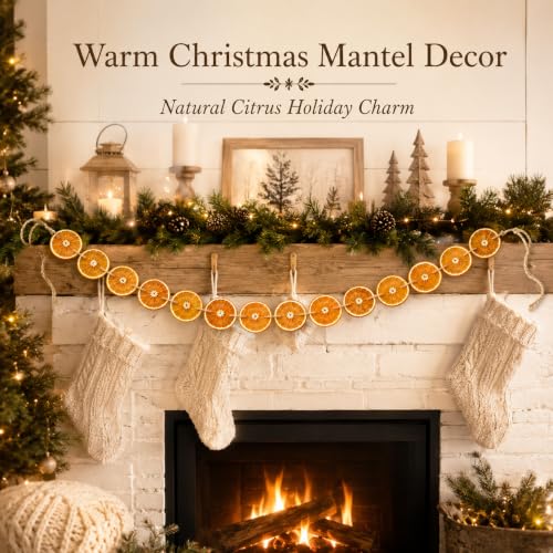 Dried Orange Garland with 30 Slices - Rustic Christmas Decor, 10ft - Variation 02