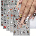 Halloween Nail Art Stickers Decals - 5 Sheets Skull Spider Ghost Sunflower - Variation Color33