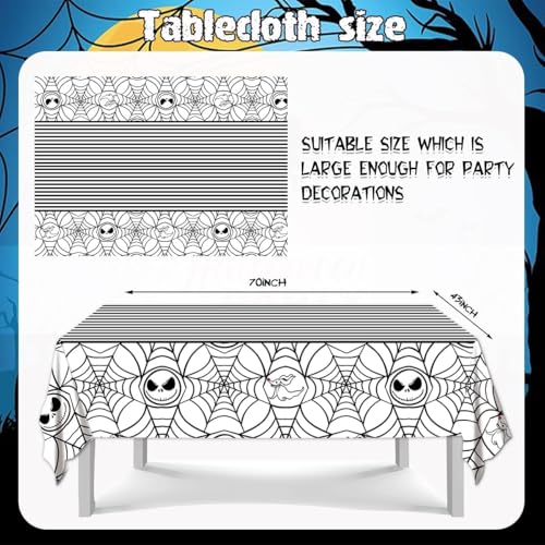 Disposable Christmas & Halloween Tablecloth Set - 3PCS Web Pattern Party Cover