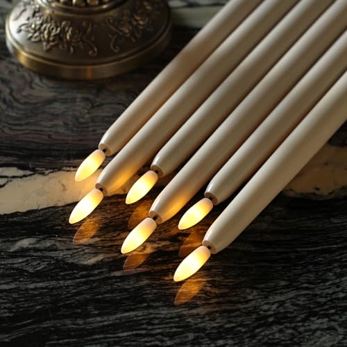 Battery Operated Flameless Taper Candles Set - Remote, Timer, Dimmer, Ivory, 11 Inch