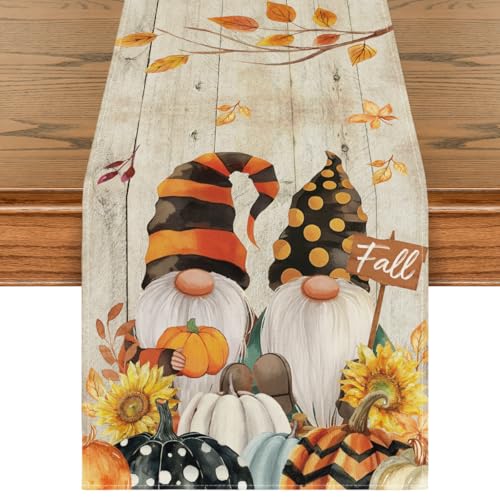 Fall Table Runner 13x108 Inch Polyester Home Decor for Dining Table - Wood Variation