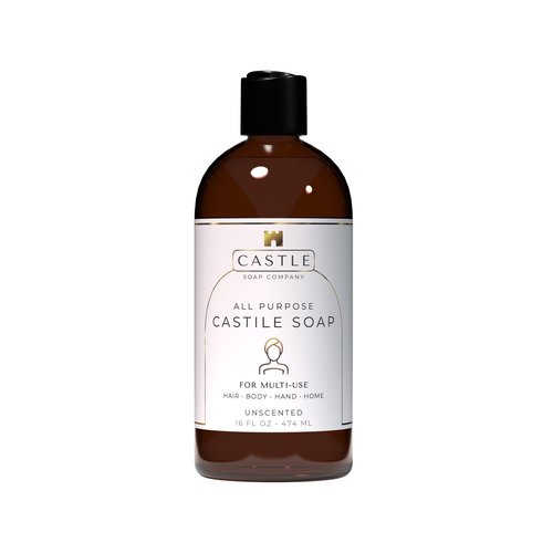 Castile Soap Liquid Unscented 16 Oz - All Purpose Liquid Castile Soap Unscented Gentle Cleanser For Hair Body Wash Hand Wash Home Nourishing Formula Gentle on Skin For All Ages Daily Care